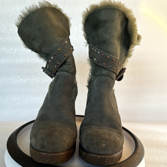 Emu Heighton Lo Sheepskin Boots 5 Green Wedge Women’s Winter Boots Australian - Picture 13 of 14